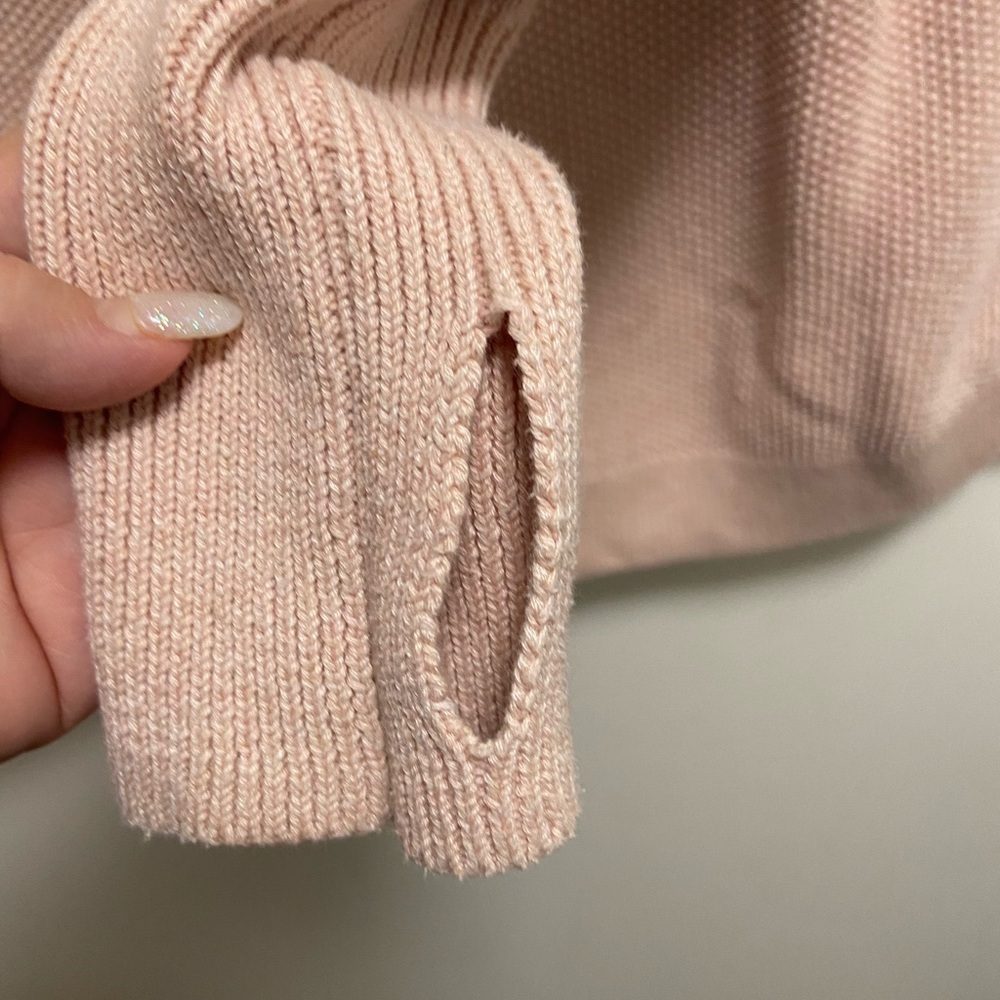 Sigrid Olsen Large  pale pink pullover w thumb holes cowlneck women’s $220 - Picture 5 of 8